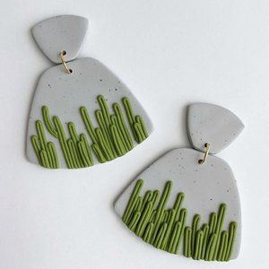 Warao Clay San Pedro cactus earrings in concrete